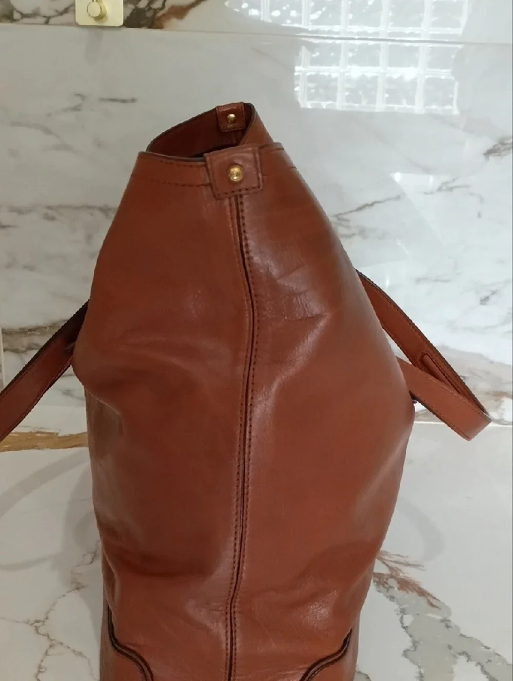Juicy Couture Chestnut Brown Leather Tote with Gold Hardware